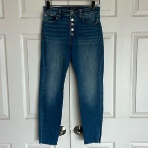 Lucky straight leg ankle jeans with fringe bottom